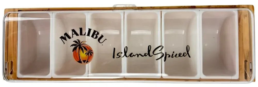 Malibu Island Spiced Rum Wooden Promotional Serving Box Plastic Trays 20
